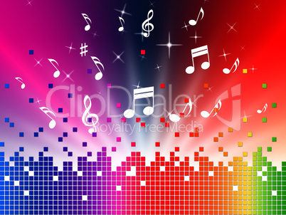 Colorful Music Background Shows Sounds Jazz And Harmony.