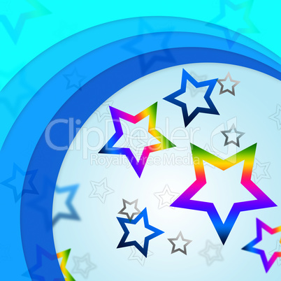 Star Curves Background Shows Curvy Lines And Rainbow Stars.
