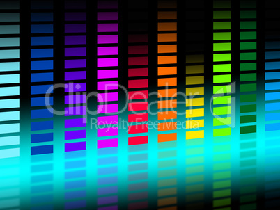 Colorful Soundwaves Background Shows Musical Songs And DJ.