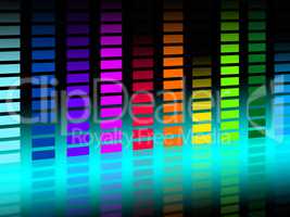 Colorful Soundwaves Background Shows Musical Songs And DJ.