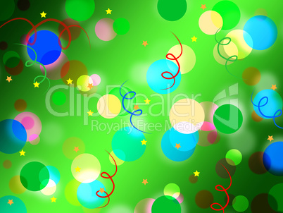 Green Spots Background Means Light Circles And Curls.