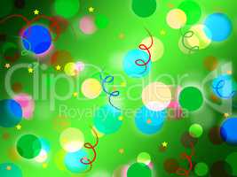 Green Spots Background Means Light Circles And Curls.