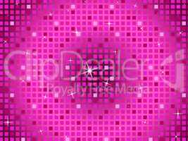 Pink Squares Background Means Twinkling Pattern And Party.