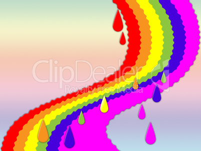 Rainbow Background Shows Dripping Art And Colorful.