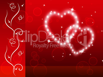 Red Hearts Background Means Tenderness Lover And Floral.