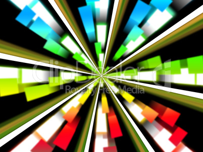 Wheel Background Shows Multicolored Rectangles And Spinning.