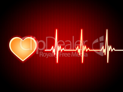 Red Heart Background Shows Pumping Blood And Alive.