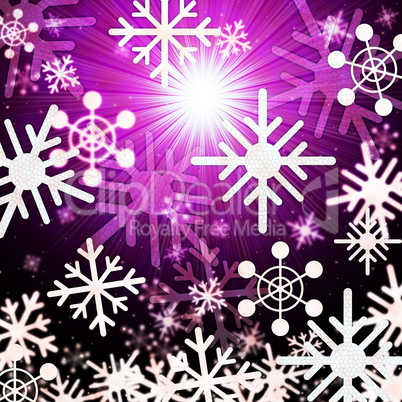 Snowflake Background Means Snowing Sun And Winter.