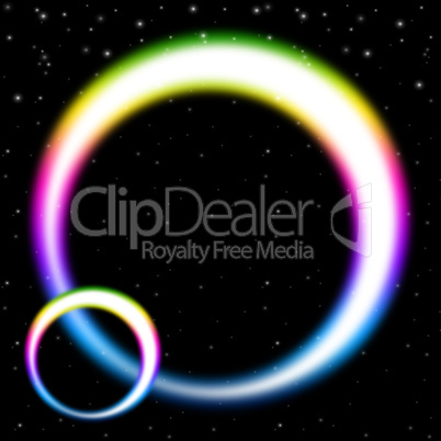 Rainbow Circles Background Shows Colorful Bands In Space.