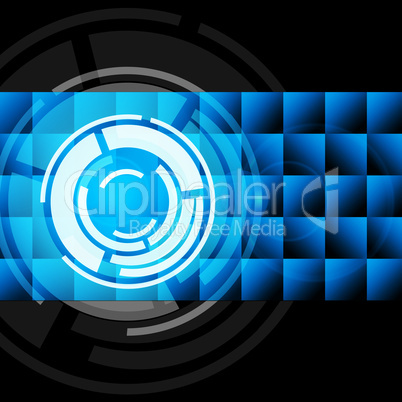 Blue Circles Background Shows Records And Gramophone.