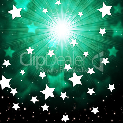 Green Sky Background Shows Radiance Stars And Heavens.