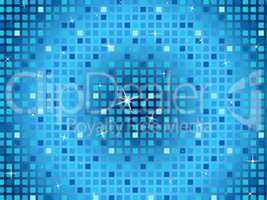 Blue Squares Background Shows Light Glinting And Celebration.