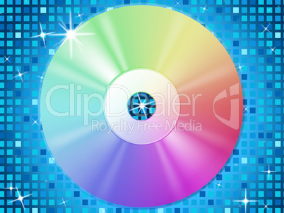CD Background Means Music Party And Blue Squares.