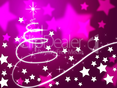 Purple Christmas Tree Background Means Holiday Season And Stars.