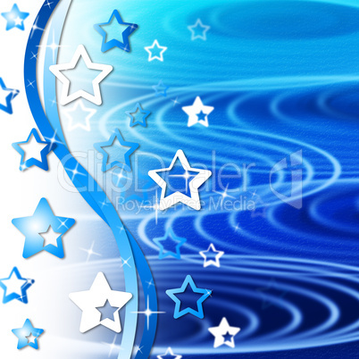 Blue Rippling Background Means Curves Round And Stars.