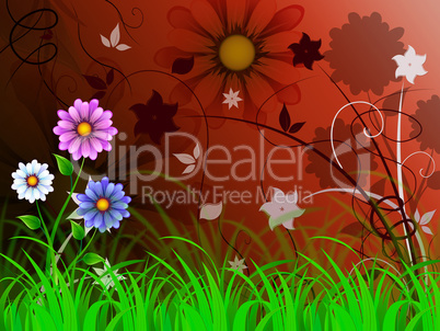 Flowers Background Means Petals Shoots And Growing.