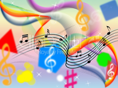 Music Background Means Classical Pop And Colorful Ribbons.