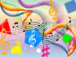 Music Background Means Classical Pop And Colorful Ribbons.