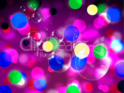 Purple Spots Background Shows Spotted Decoration And Bubbles.