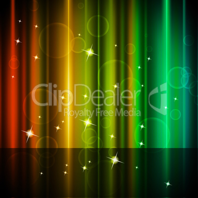 Multicolored Curtains Background Shows Stars And Bubbles.