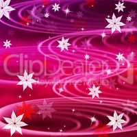 Pink Rippling Background Means Wavy Lines And Flowers.