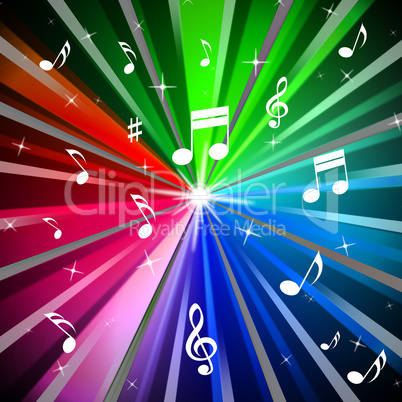 Colorful Music Background Means Beams Light And Songs.