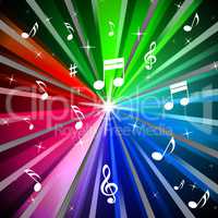 Colorful Music Background Means Beams Light And Songs.