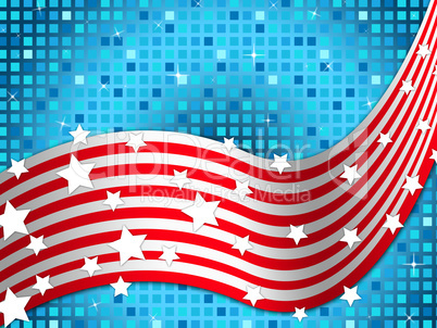 American Flag Background Means Nation And Glittering Squares.
