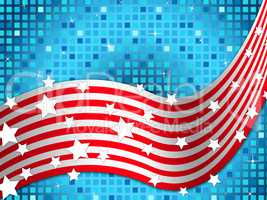 American Flag Background Means Nation And Glittering Squares.