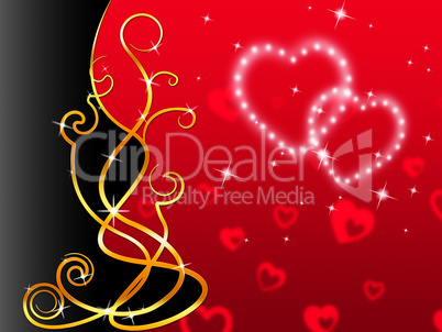 Red Hearts Background Means Love Dear And Floral.