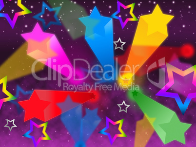 Colorful Stars Background Means Rainbow Space And Bright.