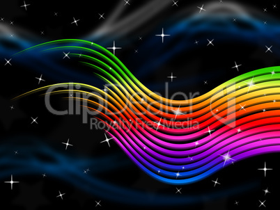 Rainbow Stripes Background Shows Multi-Colored Lines And Stars.