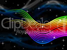 Rainbow Stripes Background Shows Multi-Colored Lines And Stars.