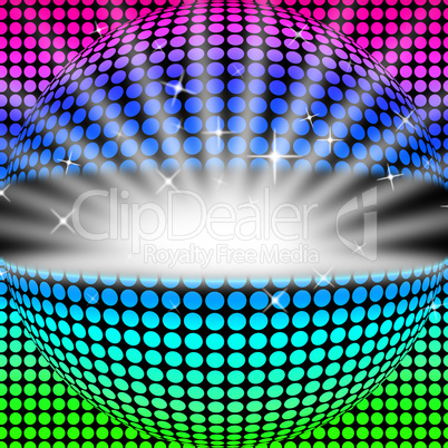 Disco Ball Background Shows Glowing Colorful And Clubbing.