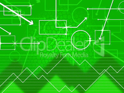 Green Shapes Background Shows Rectangular Oblong And Spikes.