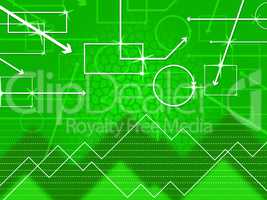 Green Shapes Background Shows Rectangular Oblong And Spikes.