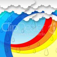 Arcs Weather Background Means Clouds Rain And Rainbow.