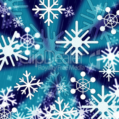 Blue Snowflakes Background Means Freezing Seasons And Christmas.
