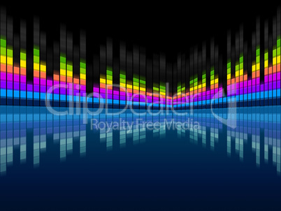 Blue Soundwaves Background Means Musical Frequencies And Songs.