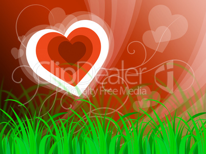 Hearts Background Means Beautiful Landscape Or Loving Nature.