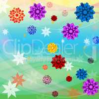 Colorful Flowers Background Means Floral Growth And Beach.