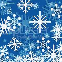 Blue Snowflakes Background Shows Winter And Frozen.