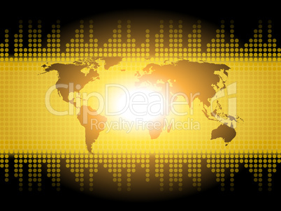 World Map Background Shows International Communication Or Global