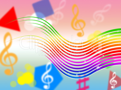 Rainbow Music Background Means Colorful Stripes And Sing.