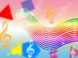 Rainbow Music Background Means Colorful Stripes And Sing.