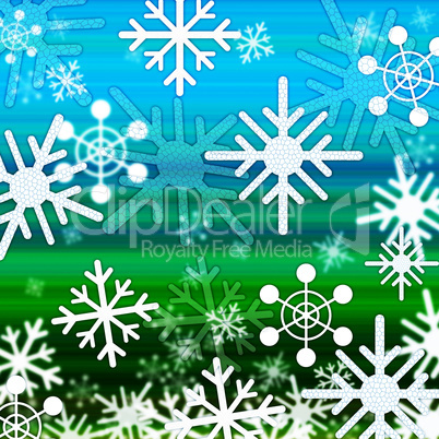 Landscape Snowflakes Background Shows Winter December And Cold.
