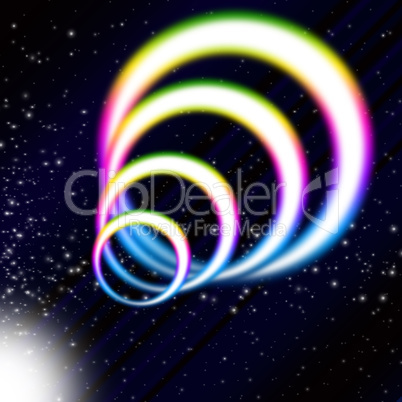 Rainbow Coil Background Means Colorful Rings And Starry Sky.