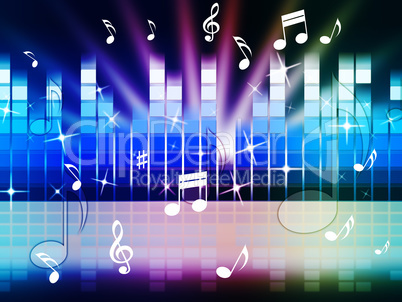 Multicolored Music Background Shows Playing Tune Or Metal.