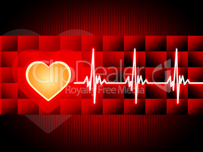 Red Heart Background Means Cardiac Rhythm And Cubes.