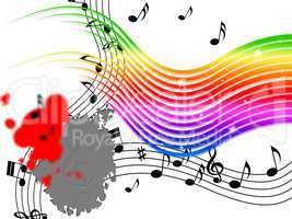 Rainbow Music Background Means Stripes And Playing Instruments.